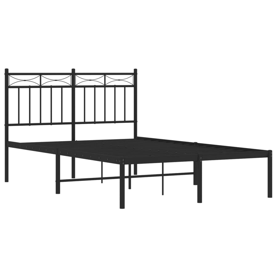 Bedframe Metaal 120x200 cm Zwart met hoofdbord