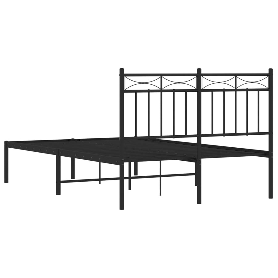 Bedframe Metaal 120x200 cm Zwart met hoofdbord