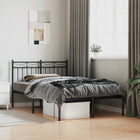 Bed frame with headboard metal black 120x200 cm