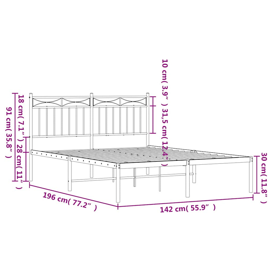 Bedframe Metaal 135 x 190 cm