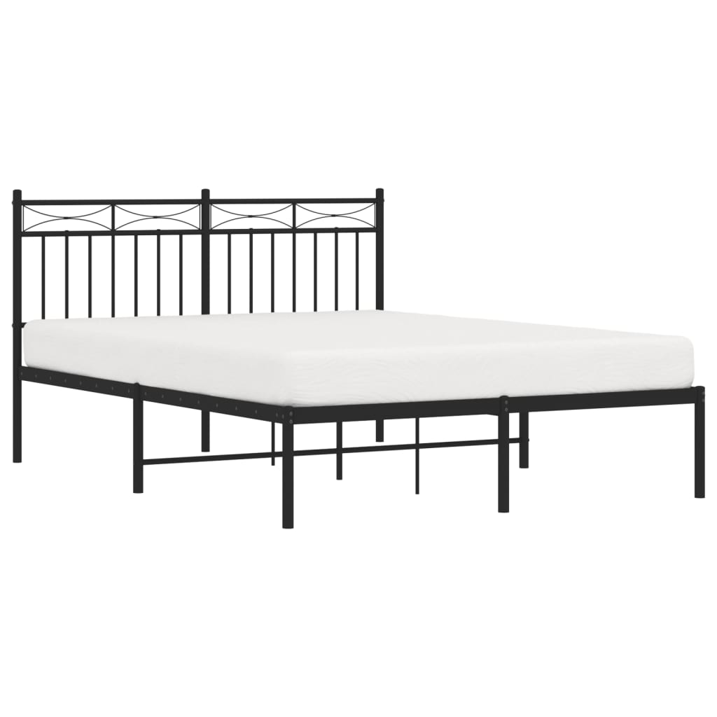 Bedframe Metaal 140x190 cm Zwart met hoofdbord