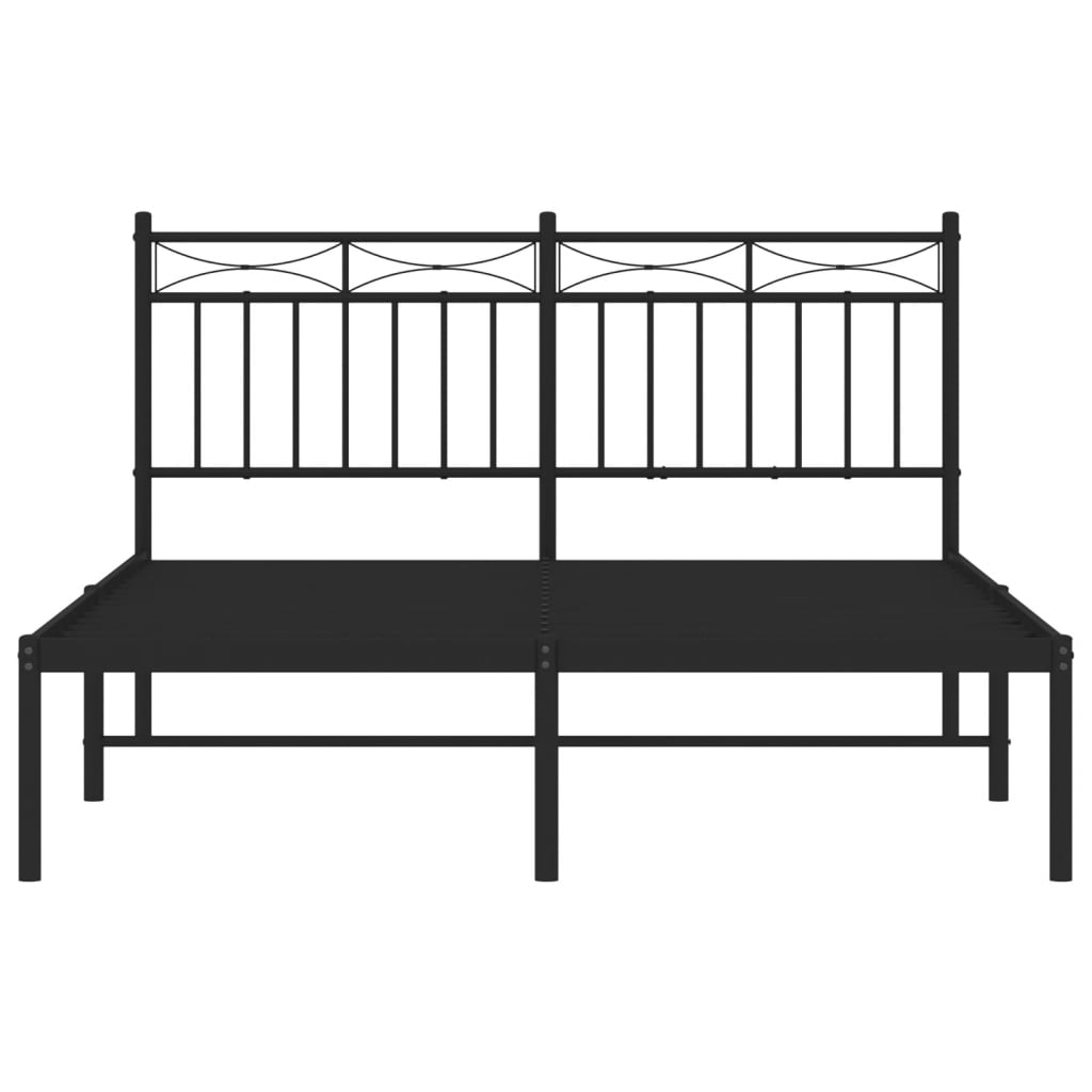 Bedframe Metaal 140x190 cm Zwart met hoofdbord