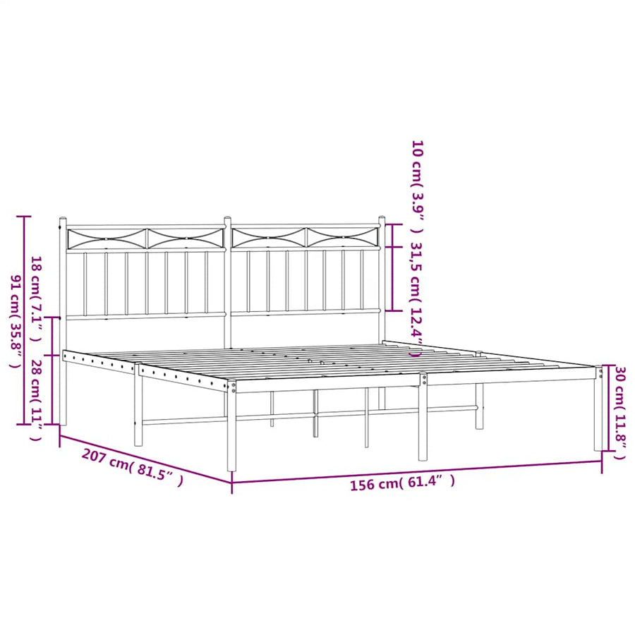 Bedframe Metaal 150 x 200 cm