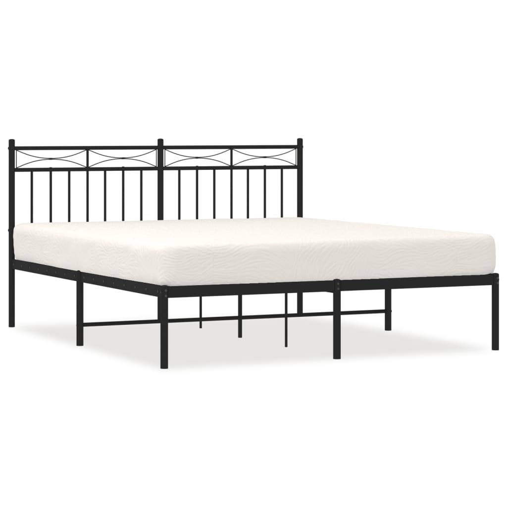 Bedframe Metaal 160x200 cm Zwart met hoofdbord