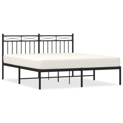 Bedframe Metaal 160x200 cm Zwart met hoofdbord