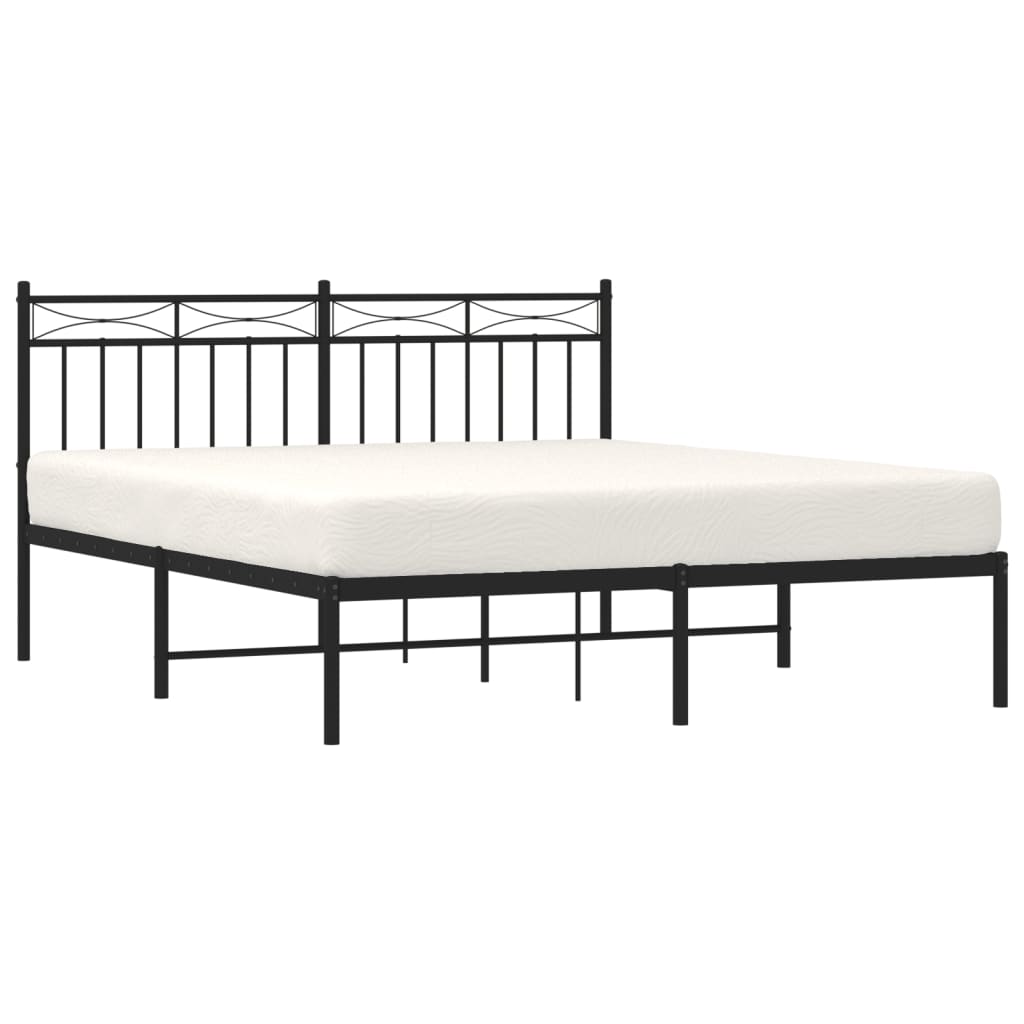 Bedframe Metaal 160x200 cm Zwart met hoofdbord
