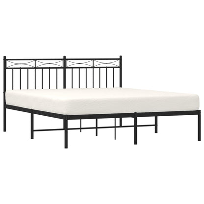Bedframe Metaal 160x200 cm Zwart met hoofdbord