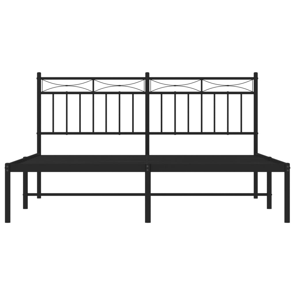 Bedframe Metaal 160x200 cm Zwart met hoofdbord