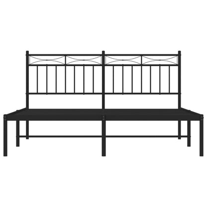 Bedframe Metaal 160x200 cm Zwart met hoofdbord