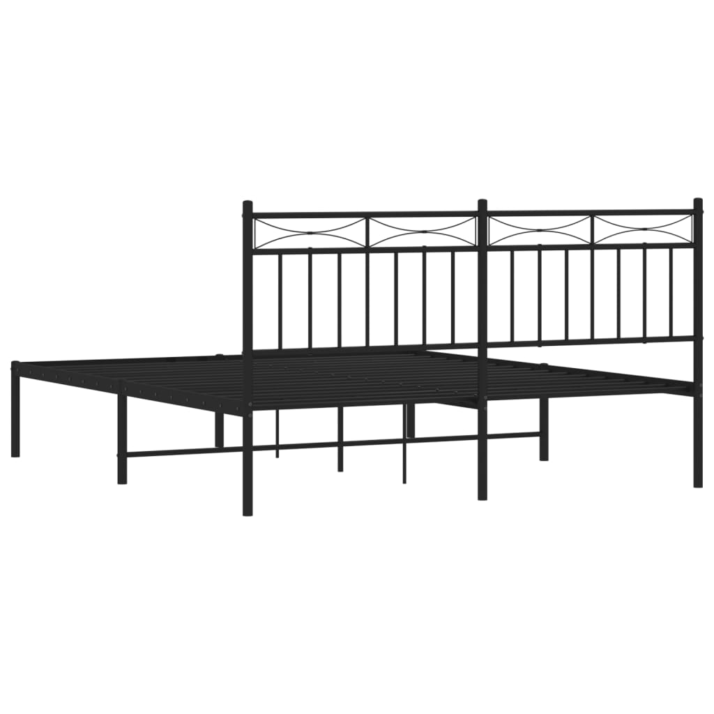 Bedframe Metaal 160x200 cm Zwart met hoofdbord