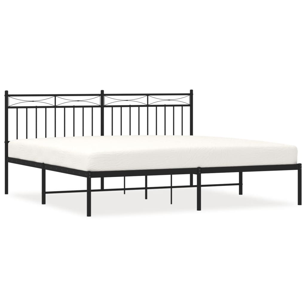 Bedframe Metaal 183x213 cm Zwart met hoofdbord