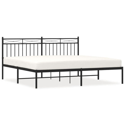 Bedframe Metaal 183x213 cm Zwart met hoofdbord