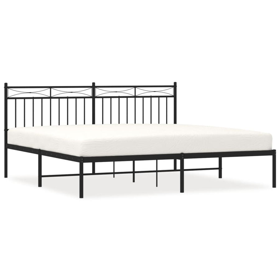 Bedframe Metaal 183x213 cm Zwart met hoofdbord