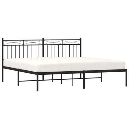 Bedframe Metaal 183x213 cm Zwart met hoofdbord