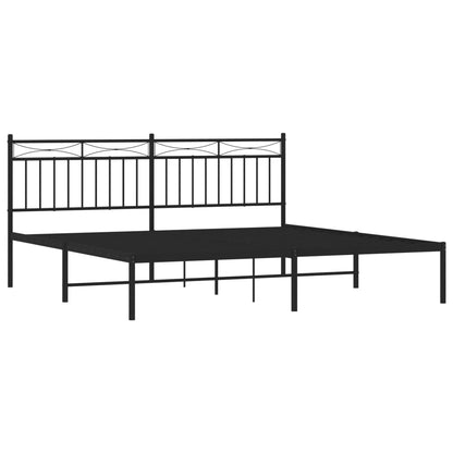 Bedframe Metaal 183x213 cm Zwart met hoofdbord