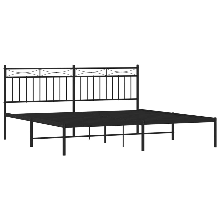Bedframe Metaal 183x213 cm Zwart met hoofdbord