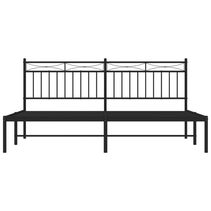 Bedframe Metaal 183x213 cm Zwart met hoofdbord