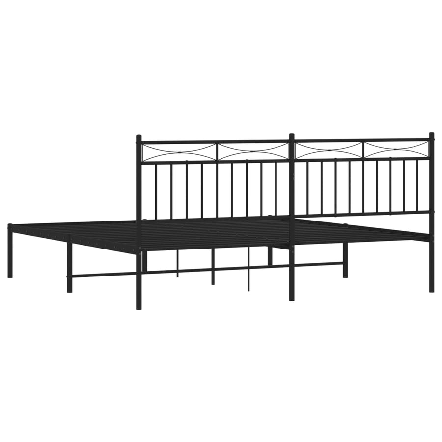 Bedframe Metaal 183x213 cm Zwart met hoofdbord