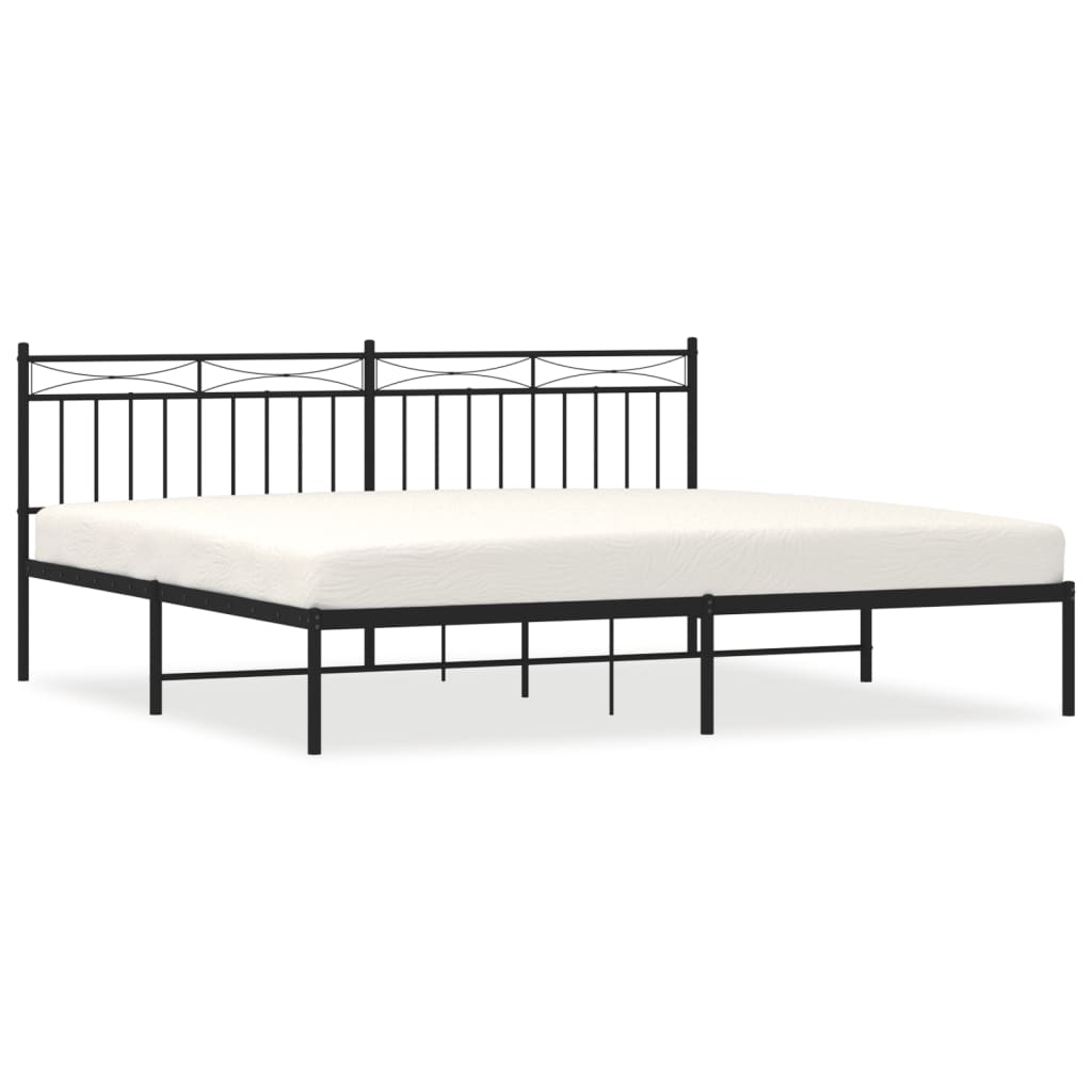 Bedframe Metaal 193x203 cm Zwart met hoofdbord