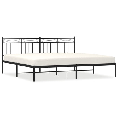 Bedframe Metaal 193x203 cm Zwart met hoofdbord