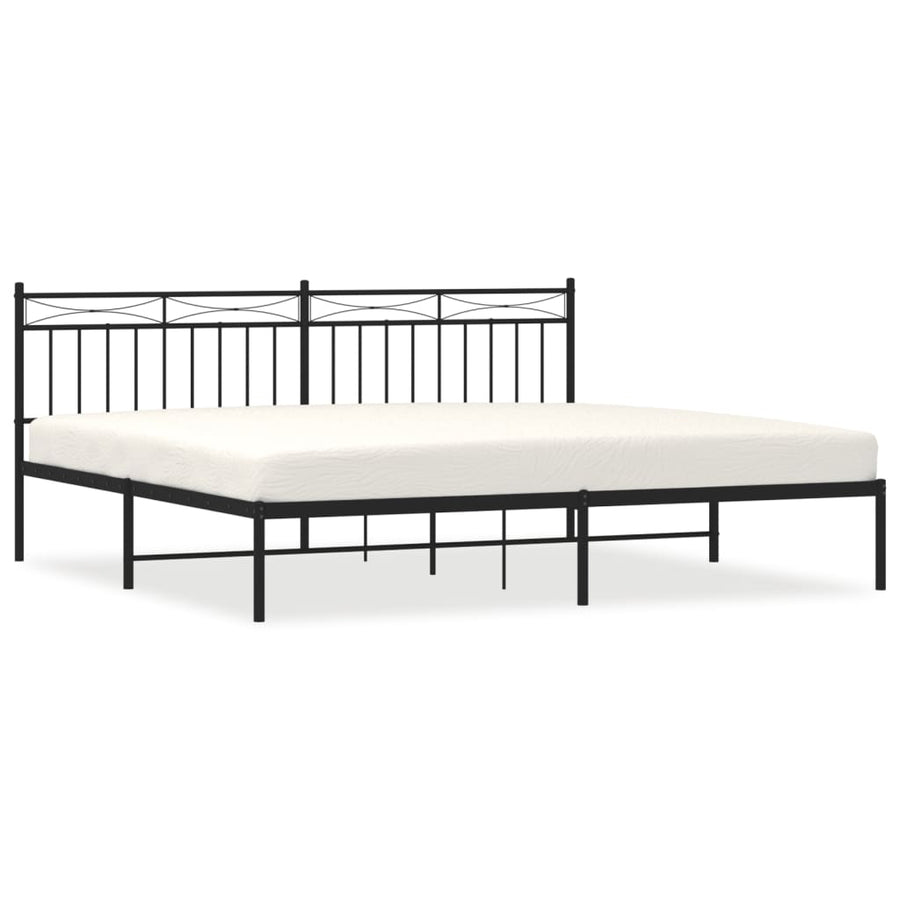 Bedframe Metaal 193x203 cm Zwart met hoofdbord