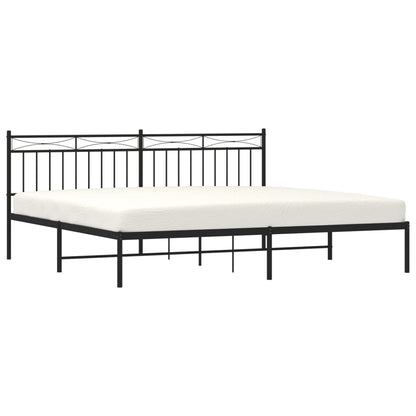 Bedframe Metaal 193x203 cm Zwart met hoofdbord