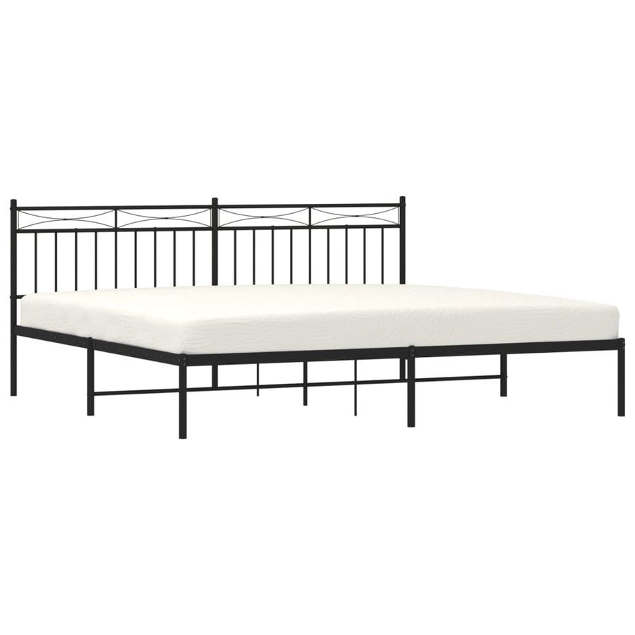 Bedframe Metaal 193x203 cm Zwart met hoofdbord