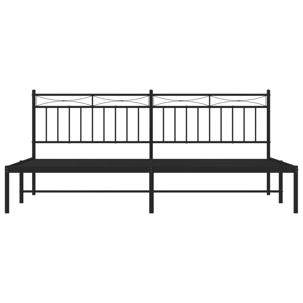 Bedframe Metaal 193x203 cm Zwart met hoofdbord