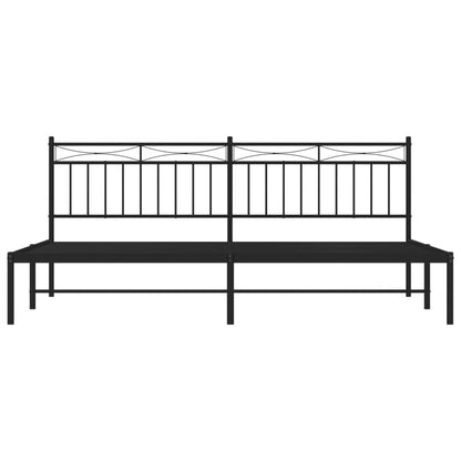 Bedframe Metaal 193x203 cm Zwart met hoofdbord