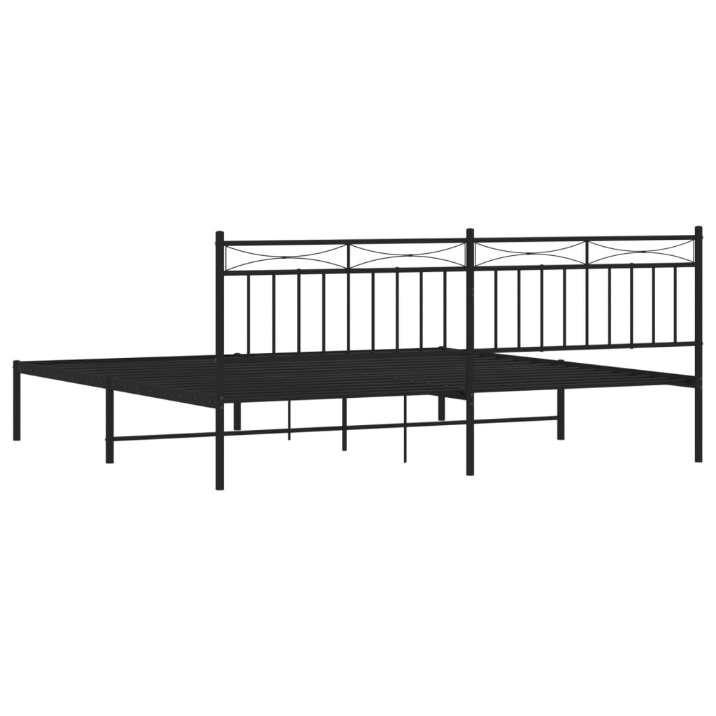 Bedframe Metaal 193x203 cm Zwart met hoofdbord