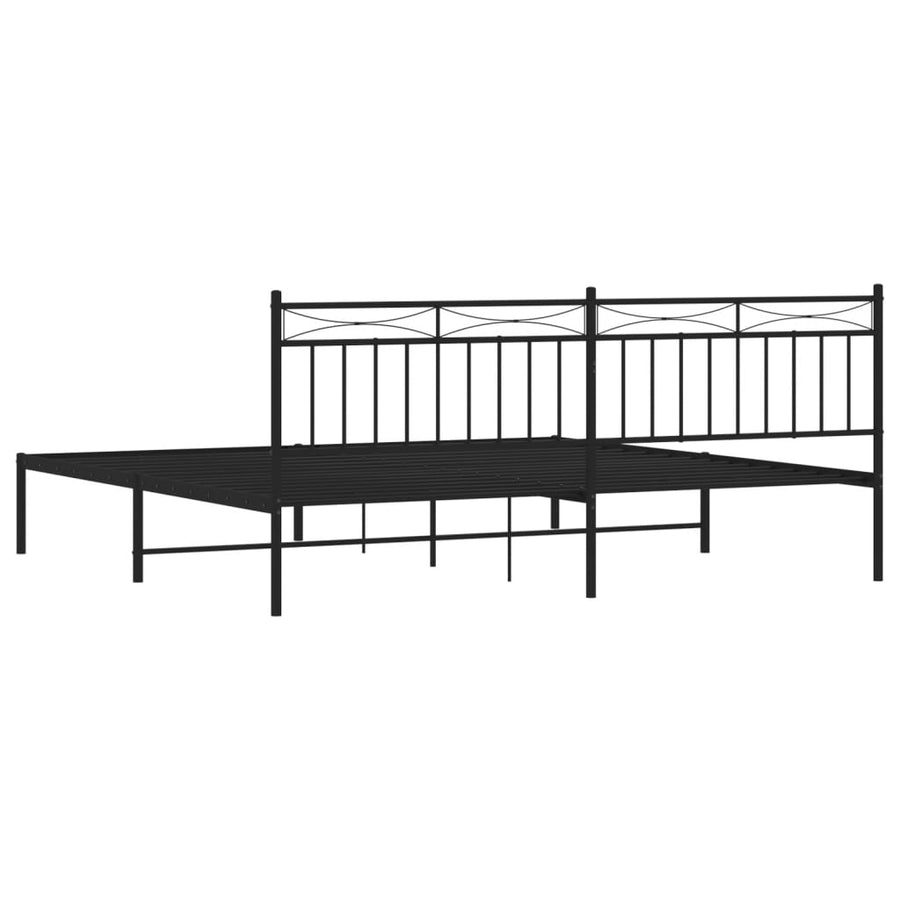 Bedframe Metaal 193x203 cm Zwart met hoofdbord