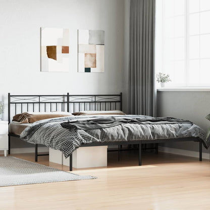 Bedframe Metaal 193x203 cm Zwart met hoofdbord