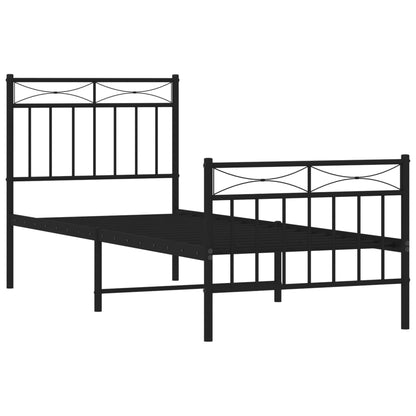Bedframe Met Hoofd- En Voeteneinde Metaal 80x200 cm Zwart met hoofdbord & voetbord