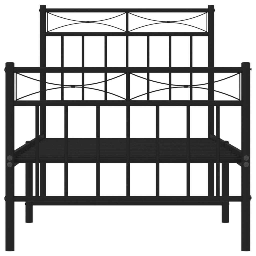 Bedframe Met Hoofd- En Voeteneinde Metaal 80x200 cm Zwart met hoofdbord & voetbord