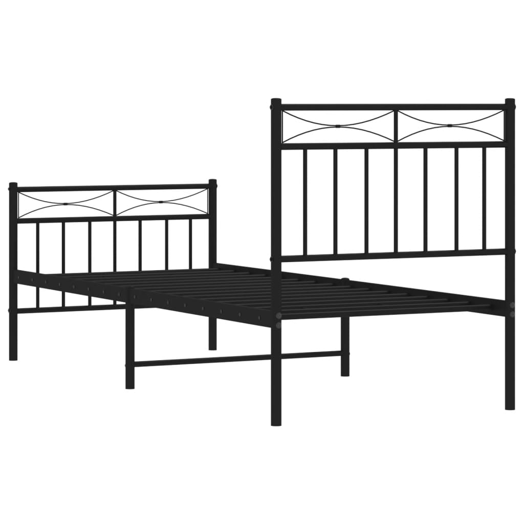 Bedframe Met Hoofd- En Voeteneinde Metaal 80x200 cm Zwart met hoofdbord & voetbord