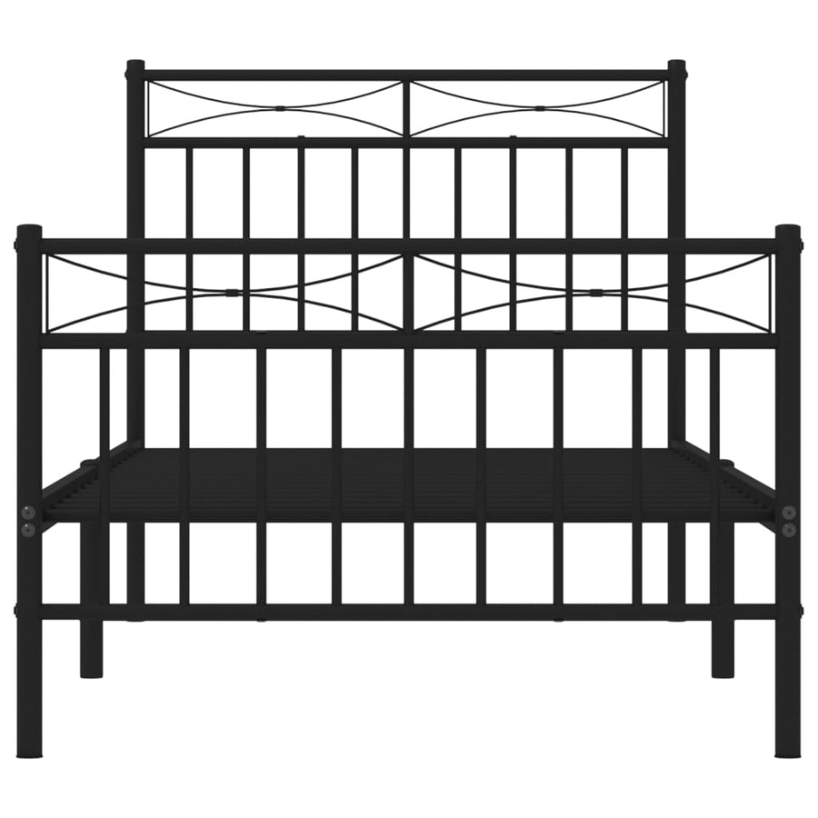 Bedframe Met Hoofd- En Voeteneinde Metaal 90x200 cm Zwart met hoofdbord & voetbord