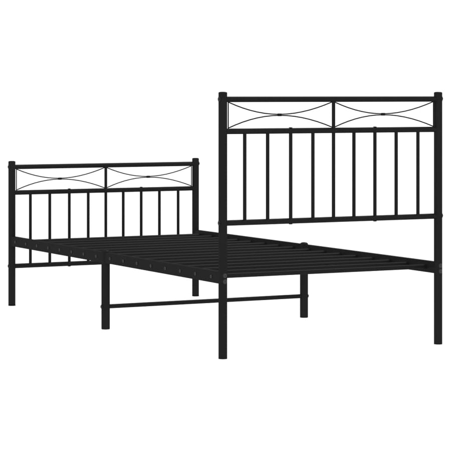 Bedframe Met Hoofd- En Voeteneinde Metaal 90x200 cm Zwart met hoofdbord & voetbord
