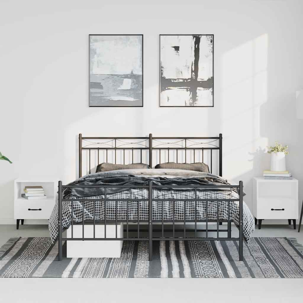 Bedframe Met Hoofd- En Voeteneinde Metaal 135 x 190 cm