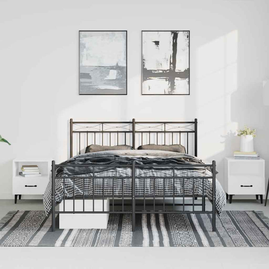 Bedframe Met Hoofd- En Voeteneinde Metaal 135 x 190 cm