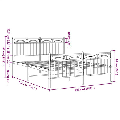 Bedframe Met Hoofd- En Voeteneinde Metaal 135 x 190 cm