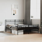 Bedframe Met Hoofd- En Voeteneinde Metaal 160x200 cm Zwart met hoofdbord & voetbord