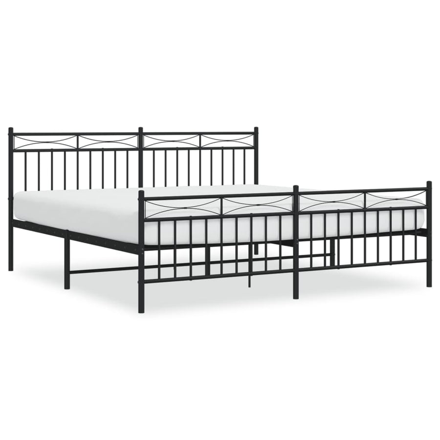 Bedframe Met Hoofd- En Voeteneinde Metaal 183x213 cm Zwart met hoofdbord & voetbord