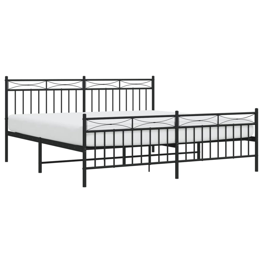 Bedframe Met Hoofd- En Voeteneinde Metaal 183x213 cm Zwart met hoofdbord & voetbord