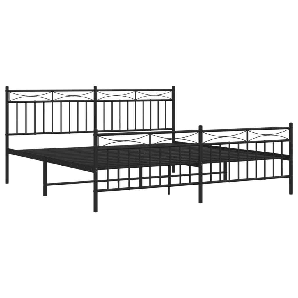 Bedframe Met Hoofd- En Voeteneinde Metaal 183x213 cm Zwart met hoofdbord & voetbord