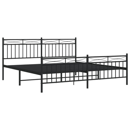 Bedframe Met Hoofd- En Voeteneinde Metaal 183x213 cm Zwart met hoofdbord & voetbord