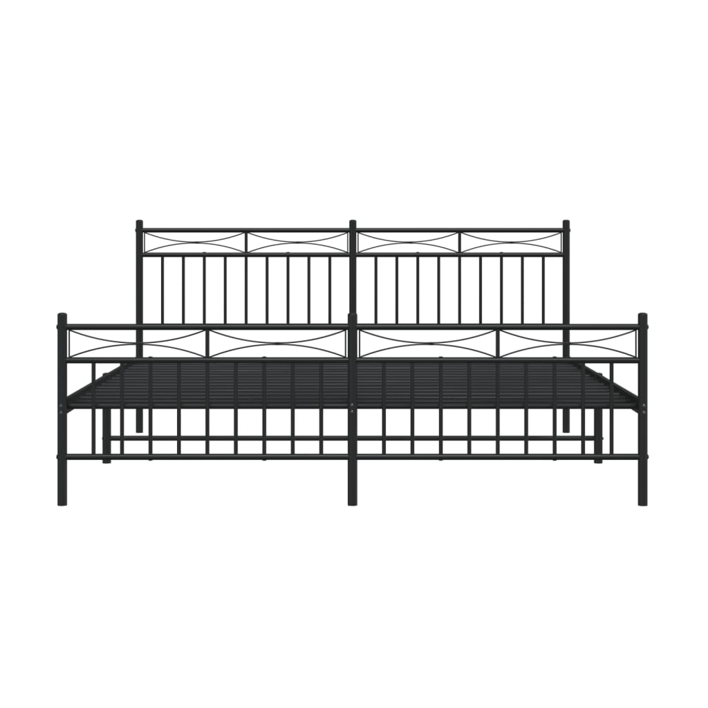 Bedframe Met Hoofd- En Voeteneinde Metaal 183x213 cm Zwart met hoofdbord & voetbord
