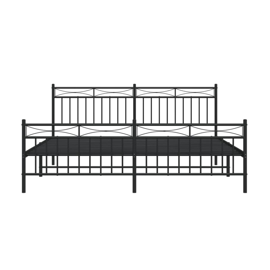 Bedframe Met Hoofd- En Voeteneinde Metaal 183x213 cm Zwart met hoofdbord & voetbord