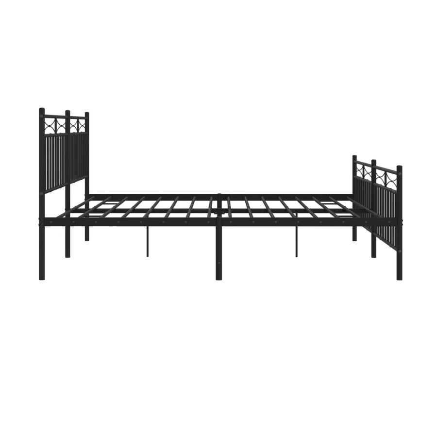 Bedframe Met Hoofd- En Voeteneinde Metaal 183x213 cm Zwart met hoofdbord & voetbord