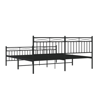 Bedframe Met Hoofd- En Voeteneinde Metaal 183x213 cm Zwart met hoofdbord & voetbord