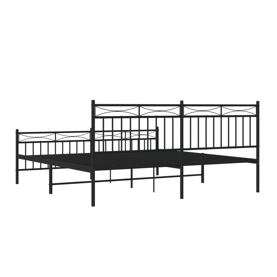 Bedframe Met Hoofd- En Voeteneinde Metaal 183x213 cm Zwart met hoofdbord & voetbord